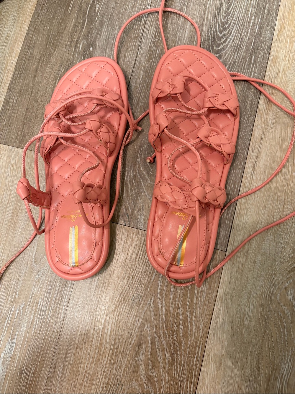 Sam Edelman Zariah Blush/Coral Lace-Up Braided Sandals - Women